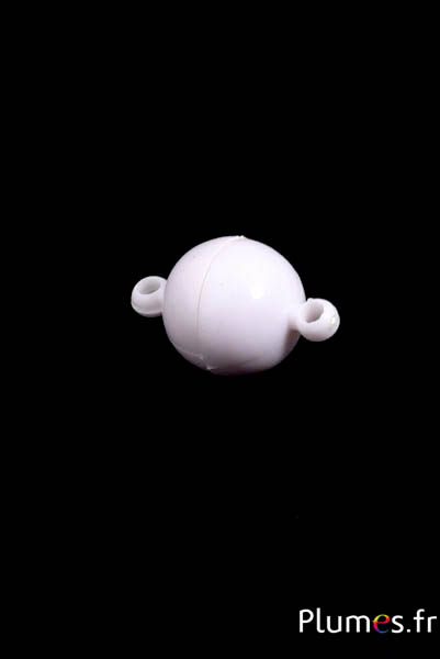 Fermoir boule magnétique - Ø 10 mm, trou 2 mm - blanc